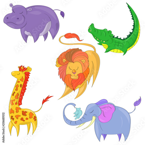 africa animals, set, vector