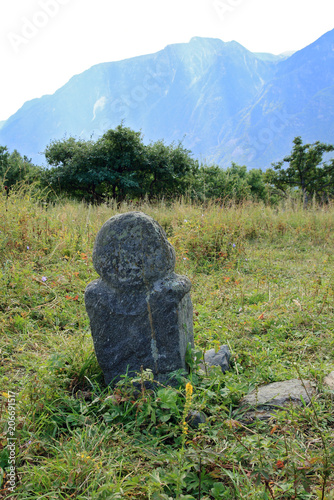 Obraz na płótnie The stone statue of a balbal on the grave of an ancient warrior, 2-8 century AD w salonie
