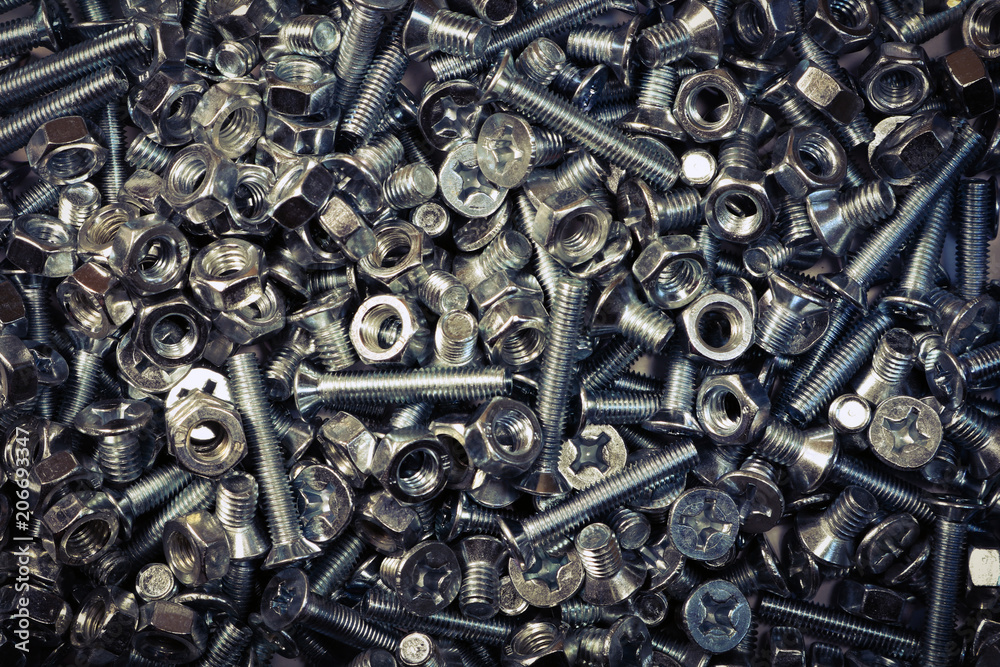 Grunge rusty metal screws and details. Old screws. - obrazy, fototapety, plakaty 