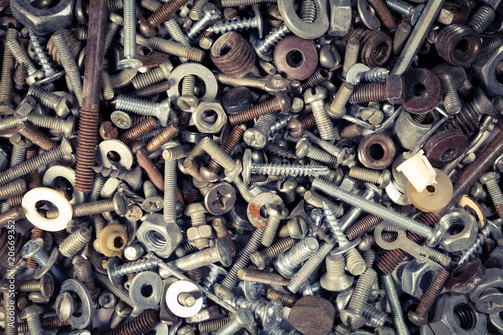 Grunge rusty metal screws and details. Old screws. Grunge rusty metal screws and details. Old screws.