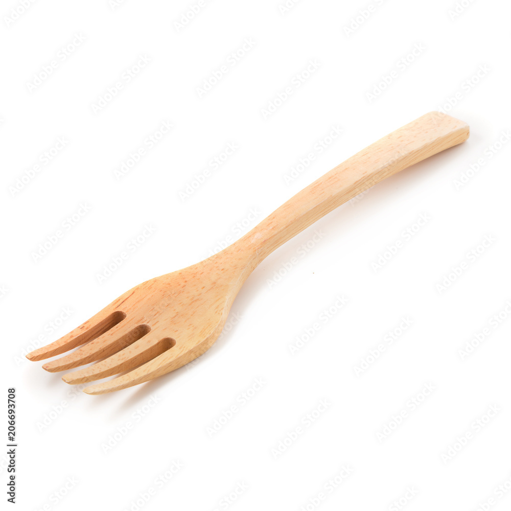 Wooden fork isolated on a white background Wooden fork isolated on a white background