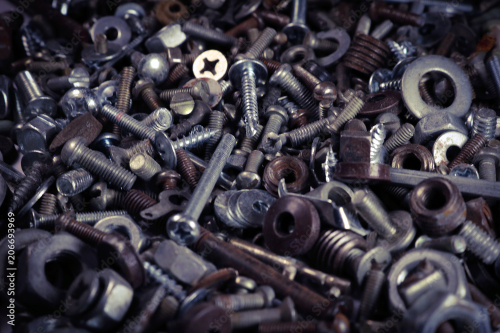 Grunge rusty metal screws and details. Old screws. Grunge rusty metal screws and details. Old screws.