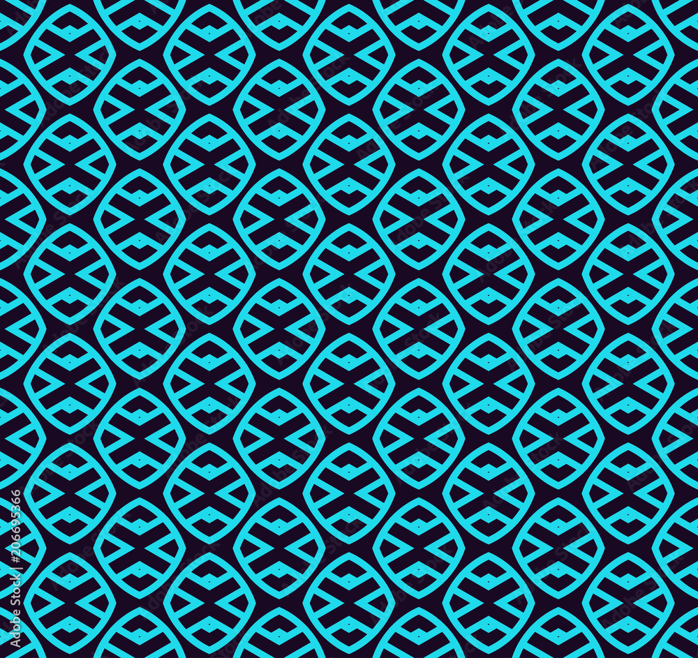 Seamless geometric lines ornament pattern, linear pattern with thin elegant blue color ornamental wallpaper.