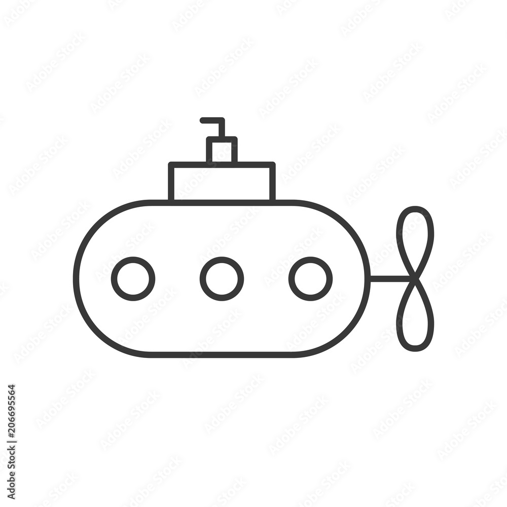 Submarine outline icon on white background Submarine outline icon on white background