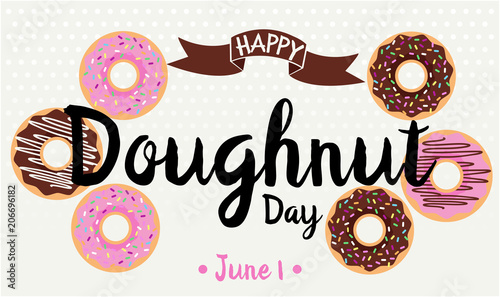 Happy Doughnut Day card or background. vector illustration.