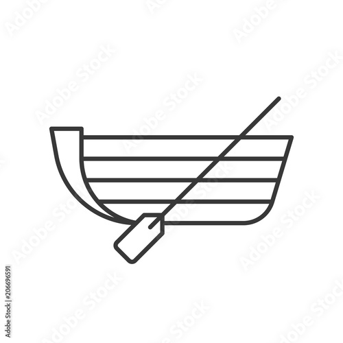 Boat with paddle outline icon on white background