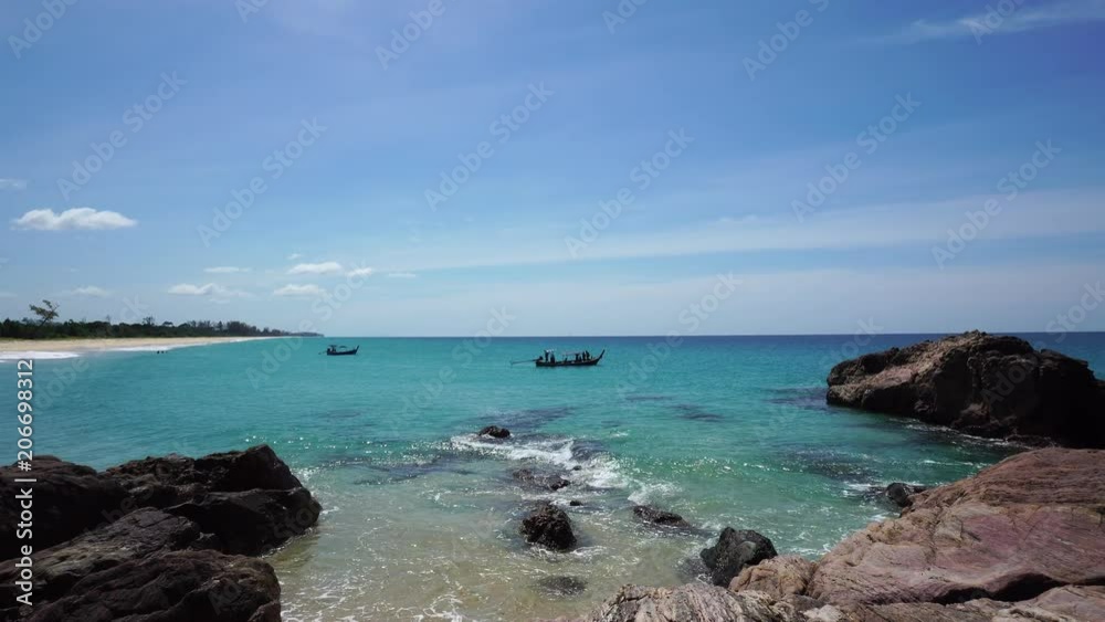 Thai Longtail fisherman boat at beautiful tropical sea scenery view in summer season