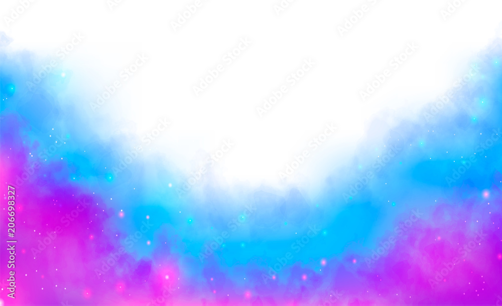 Purple and blue fantasy watercolor fog background.