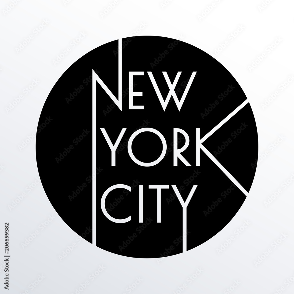 New York city typography design. NYC round banner, poster, sport t-shirt print design and apparels graphic. Vector illustration. New York city typography design. NYC round banner, poster, sport t-shirt print design and apparels graphic. Vector illustration.
