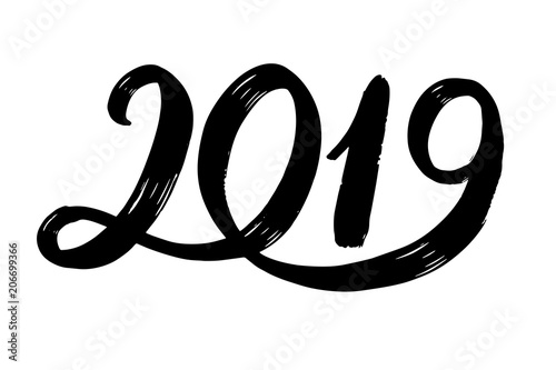 Hand drawn fugures 2019, symbol of new year. New year number 2019