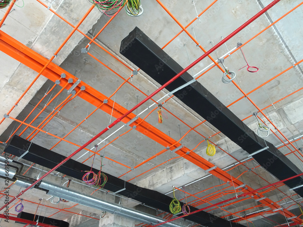 Electrical conduit, cable tray and aircond pipes as part of services