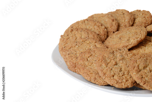 closeup plate of oatmeal cookies