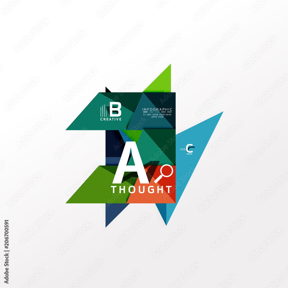 Geometric infographic banner, paper info diagram created with color shapes Geometric infographic banner, paper info diagram created with color shapes