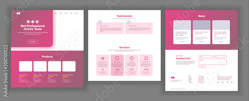 Website Template Vector. Page Business Project. Landing Web Page. Technical Online Support. Design Evolution System. Responsive Blank. Finance Service. Illustration