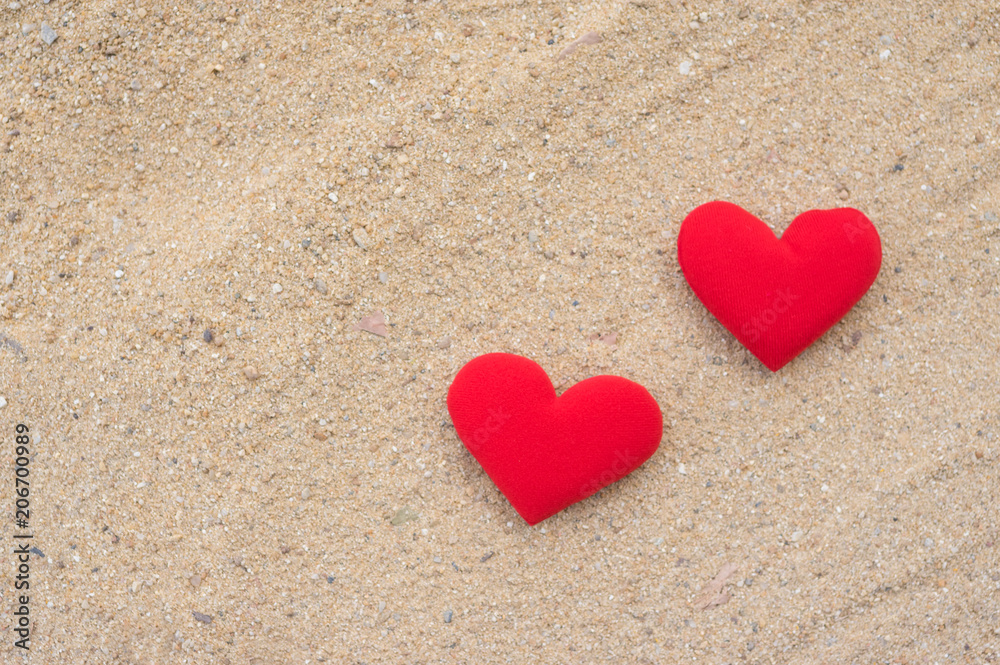 Red heart on sand floor. Red heart on sand floor.
