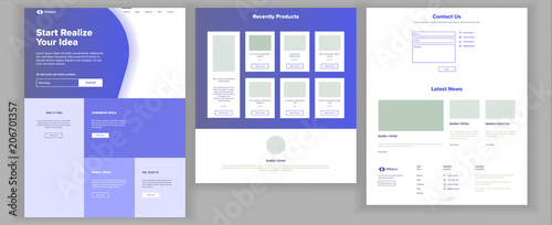 Website Page Vector. Business Agency. Web Page. Design Front End Site Scheme. Landing Template. Protection Receipt. Product Testimonial. Company Concept. Illustration