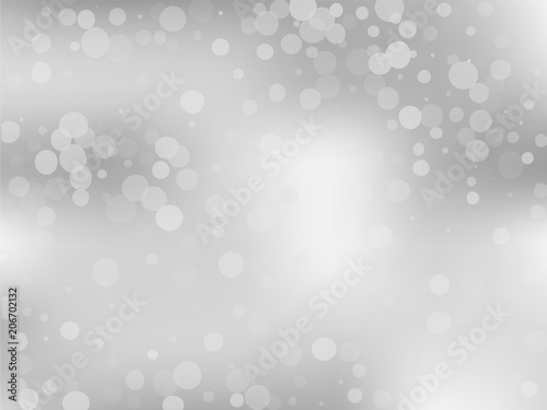 Gray-white gradient background with bokeh effect. Abstract blurred pattern. Overlapping transparent bubbles Vector illustration