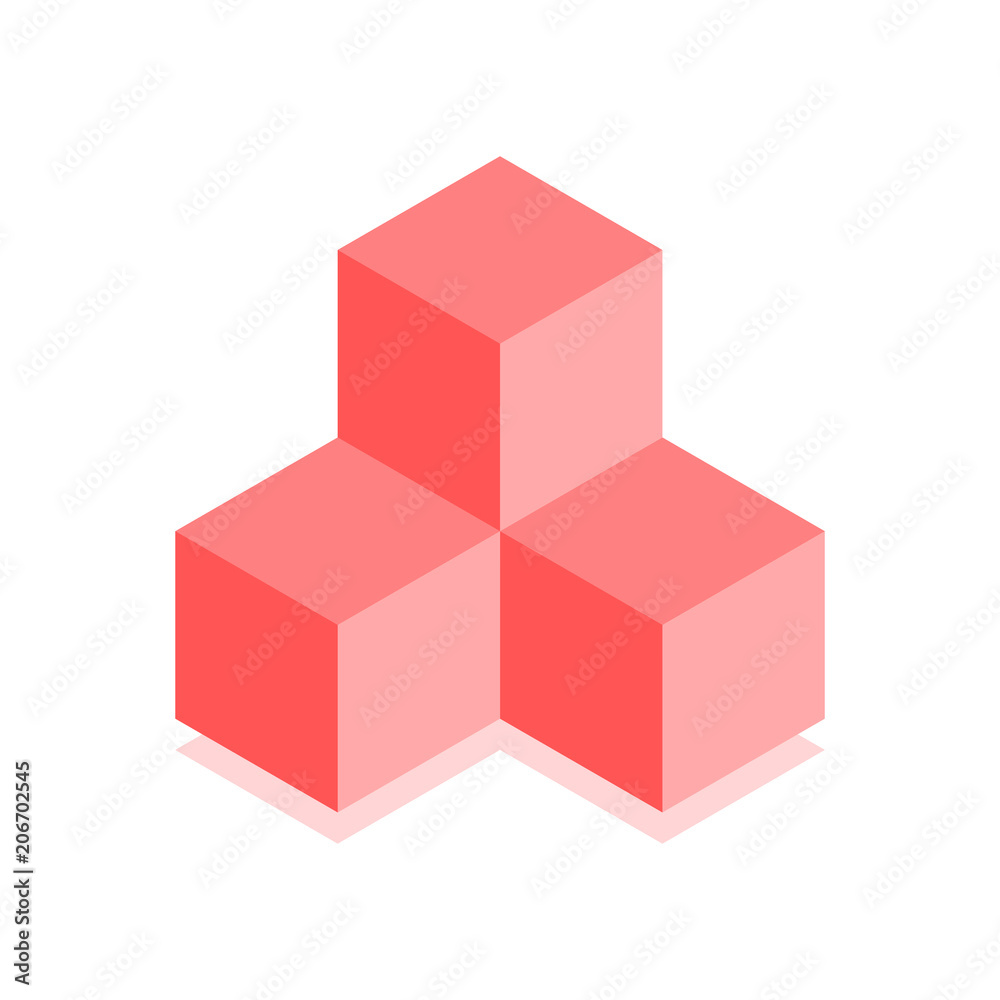 Abstract cubic icon. Isometric illustration for covers design in flat 3D style. Vector geometric logo.