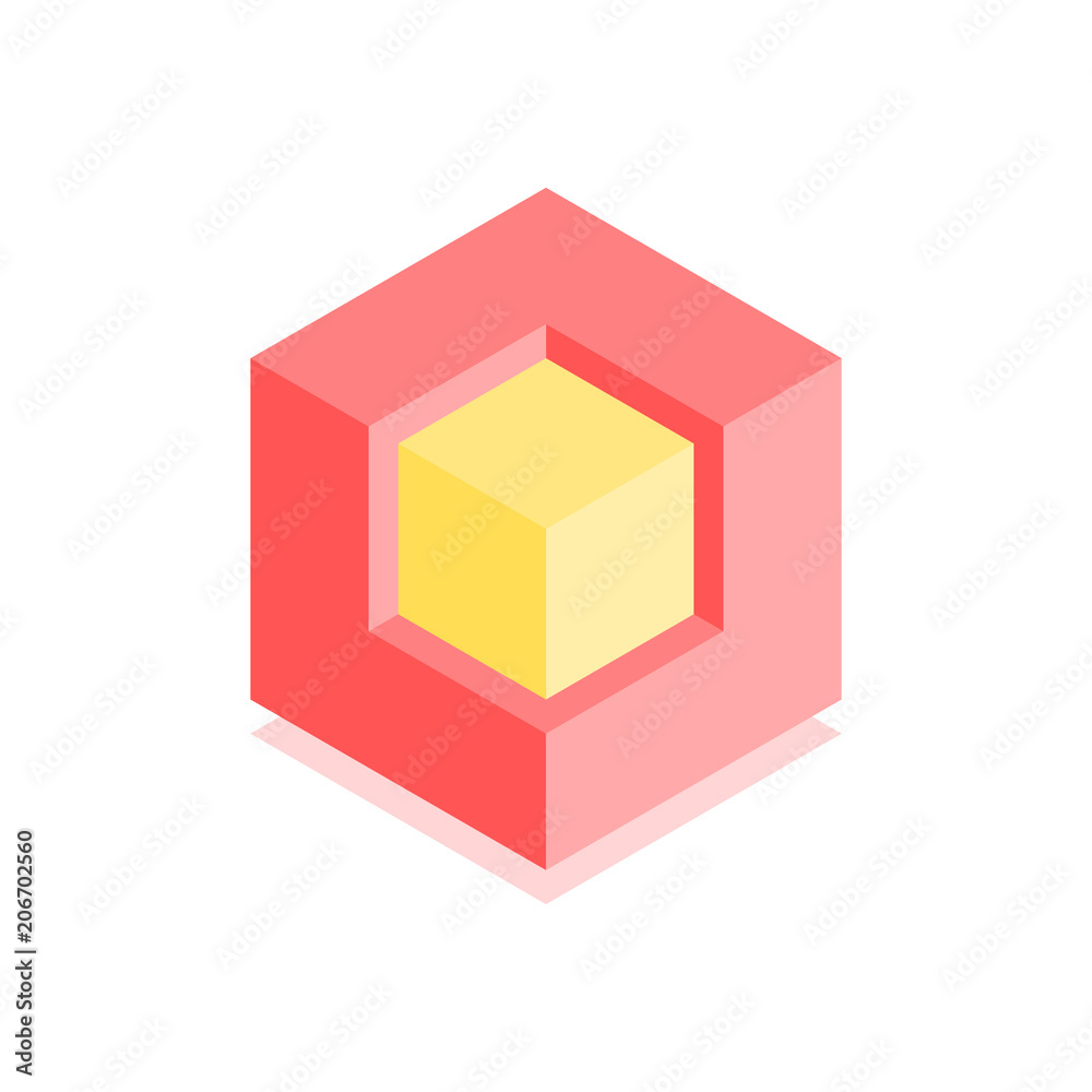 Abstract cubic icon. Isometric illustration for covers design in flat 3D style. Vector geometric logo. Abstract cubic icon. Isometric illustration for covers design in flat 3D style. Vector geometric logo.