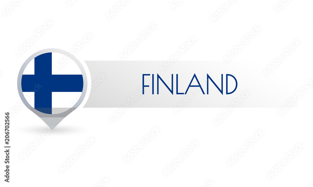 Finland flag. Circle flag button in the map marker shape. Finnish country icon, badge or banner. Vector illustration. Finland flag. Circle flag button in the map marker shape. Finnish country icon, badge or banner. Vector illustration.