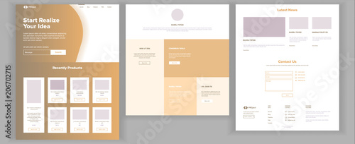 Website Design Template Vector. Business Landing. Web Page. IT Technology. Optimization Progress. Blog News. Commercial Communication. Illustration
