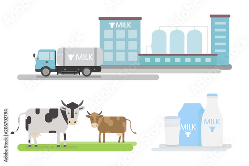 Vector set dairy industry.