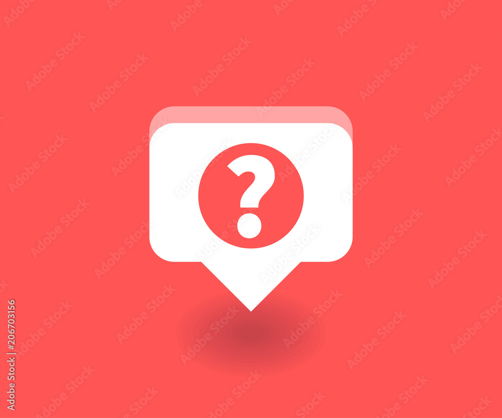 Question mark icon, vector symbol in flat style isolated on red background. Social media illustration. Question mark icon, vector symbol in flat style isolated on red background. Social media illustration.