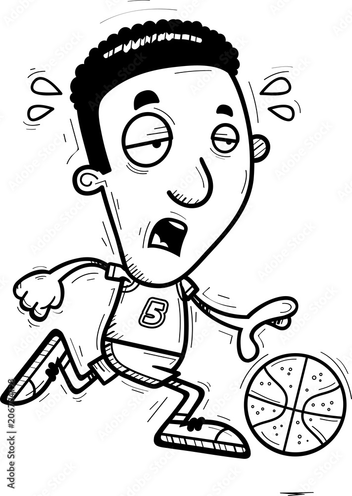 Exhausted Cartoon Black Basketball Player Exhausted Cartoon Black Basketball Player