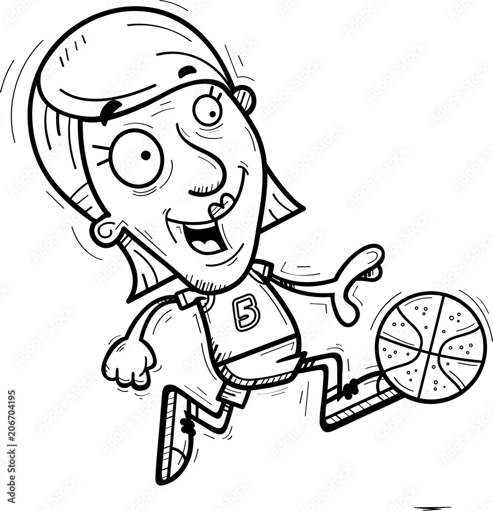 Fototapeta premium Cartoon Senior Basketball Player Running