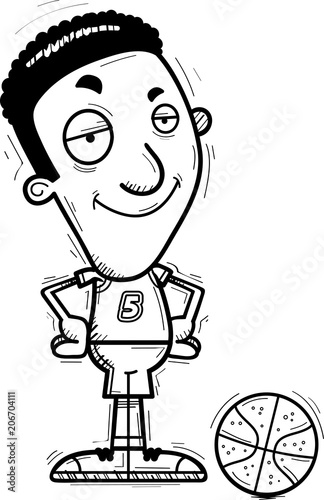 Confident Cartoon Black Basketball Player