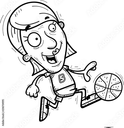 Cartoon Senior Basketball Player Running