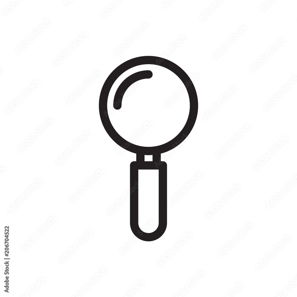 Magnifying glass icon, Tools and utensils icon. Outline bold, thick line style, 4px strokes rounder edges Magnifying glass icon, Tools and utensils icon. Outline bold, thick line style, 4px strokes rounder edges