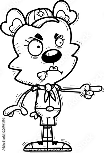Angry Cartoon Female Bear Scout