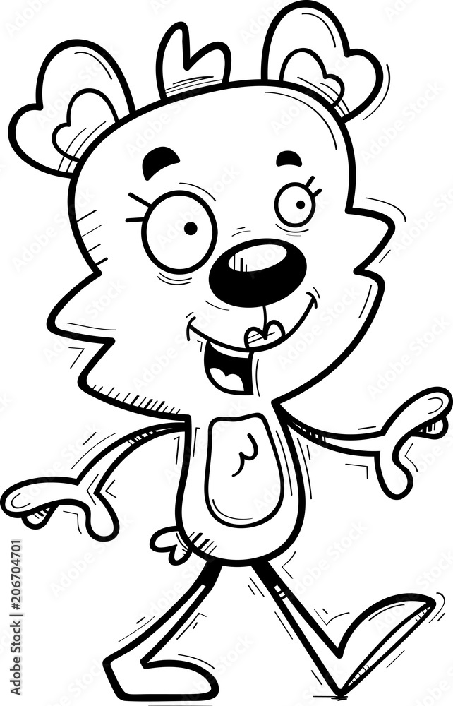 Cartoon Female Bear Walking Cartoon Female Bear Walking