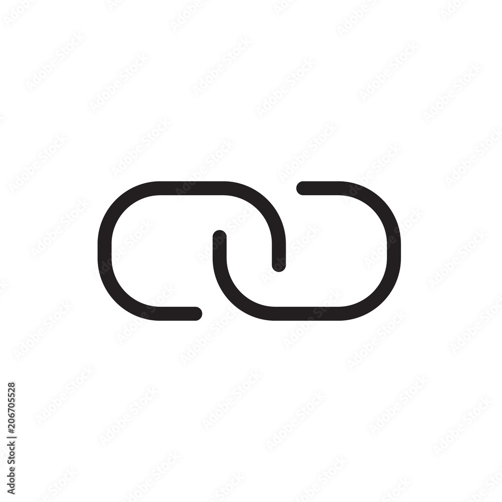 Link icon, multimedia icon. Outline bold, thick line style, 4px strokes rounder edges