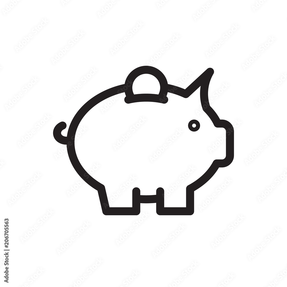Piggy bank icon, business icon. Outline bold, thick line style, 4px strokes rounder edges Piggy bank icon, business icon. Outline bold, thick line style, 4px strokes rounder edges