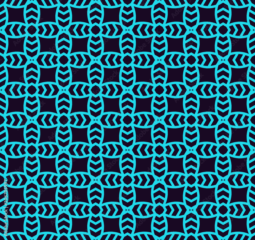 Seamless geometric lines ornament pattern, linear pattern with thin elegant blue color ornamental wallpaper. Seamless geometric lines ornament pattern, linear pattern with thin elegant blue color ornamental wallpaper.