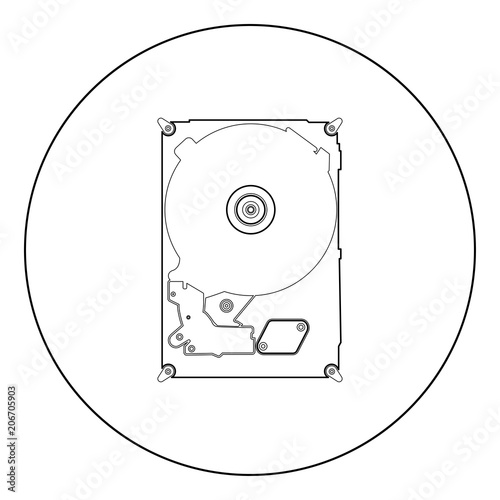 Hard drive disk  icon black color in circle