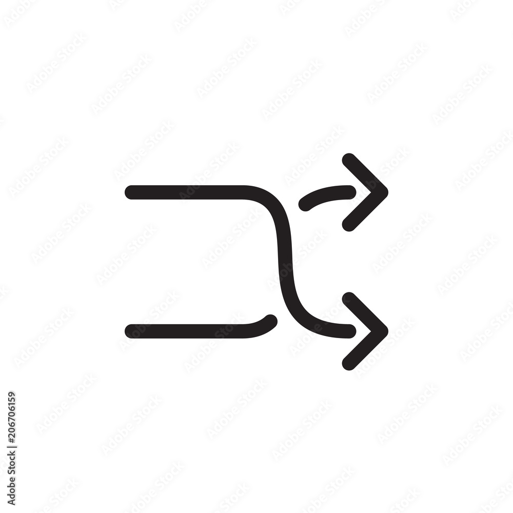 Shuffle icon, arrows icon. Outline bold, thick line style, 4px strokes rounder edges Shuffle icon, arrows icon. Outline bold, thick line style, 4px strokes rounder edges