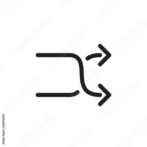 Shuffle icon, arrows icon. Outline bold, thick line style, 4px strokes rounder edges