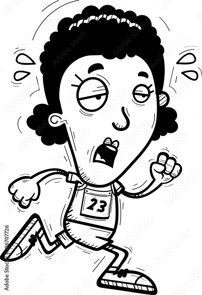 Exhausted Cartoon Black Track Athlete Exhausted Cartoon Black Track Athlete