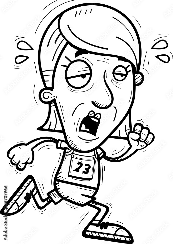 Exhausted Cartoon Senior Track Athlete Exhausted Cartoon Senior Track Athlete