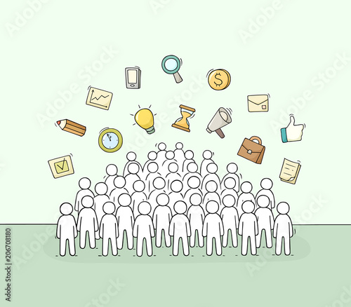 crowd and business symbols