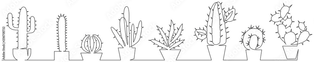 Cactus one line set Cactus one line set