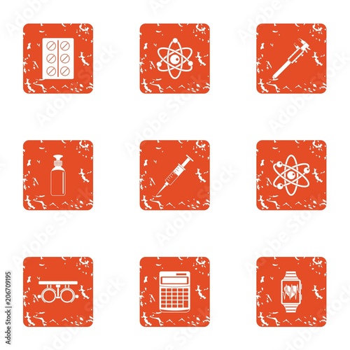 Panacea icons set. Grunge set of 9 panacea vector icons for web isolated on white background