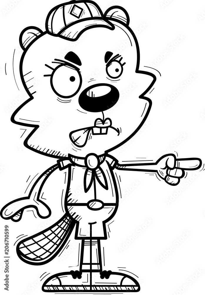 Angry Cartoon Female Beaver Scout Angry Cartoon Female Beaver Scout
