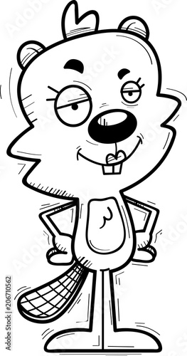 Confident Cartoon Female Beaver