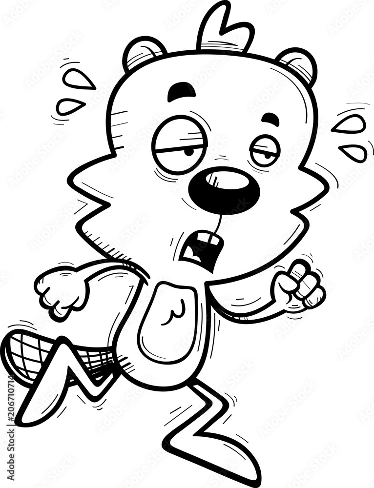 Fototapeta premium Exhausted Cartoon Male Beaver