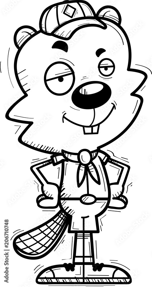 Confident Cartoon Male Beaver Scout