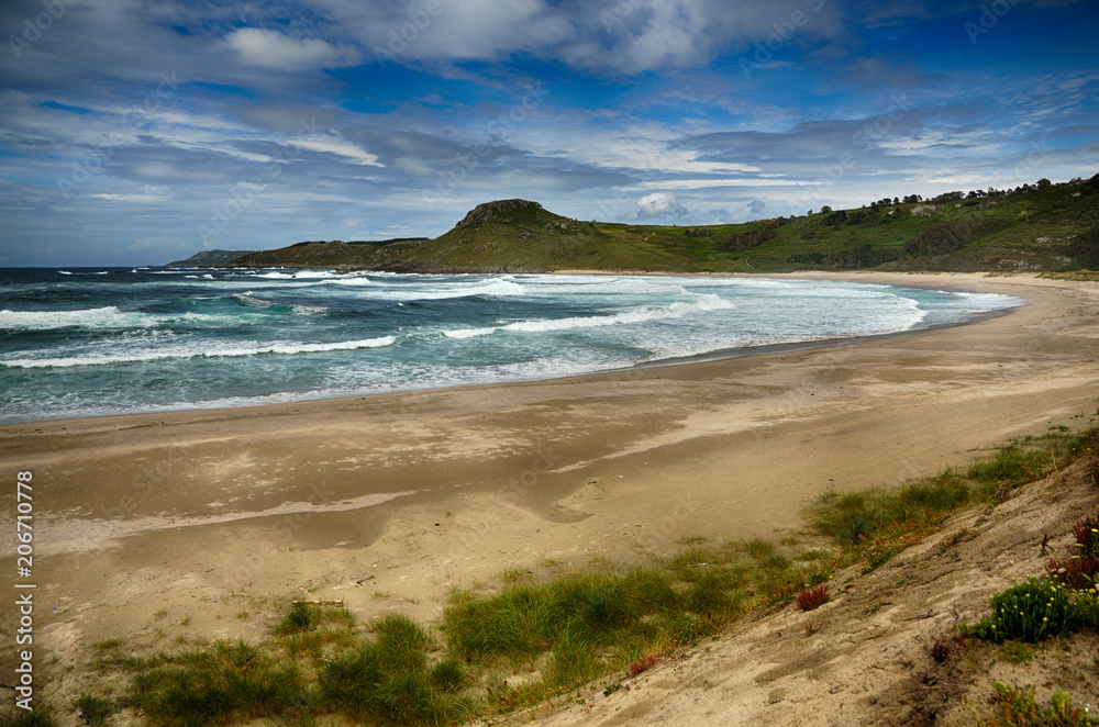 Spanish destination, Galicia, north-west region, wild Soesto beach